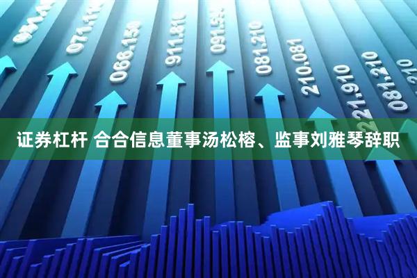 证券杠杆 合合信息董事汤松榕、监事刘雅琴辞职